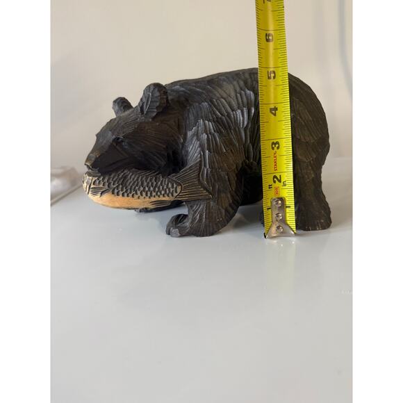 Antique Japan bear wood carving Ainu art Hokkaido hand carving sculpture - Picture 11 of 13